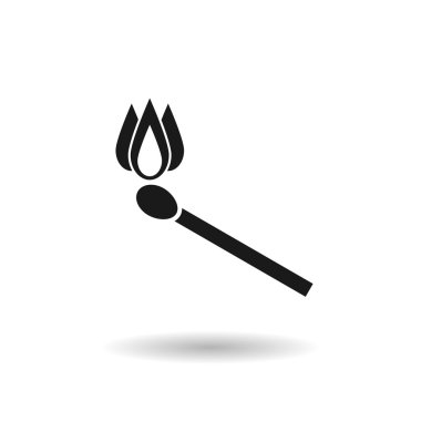 Maç siyah düz vektör simge yanan