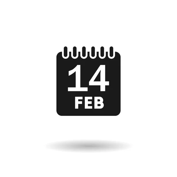 Black date calendar Valentine's day icon — Stock Vector