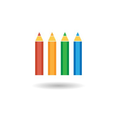 renkli kalem düz vektör simge kümesi