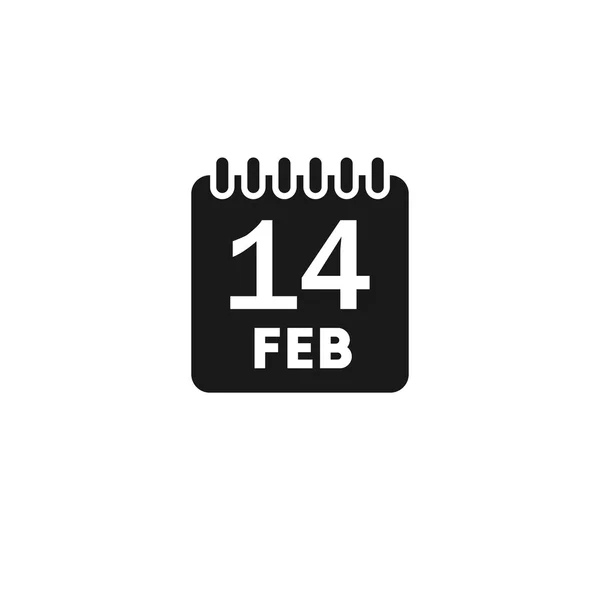 Black date calendar Valentine's day icon — Stock Vector