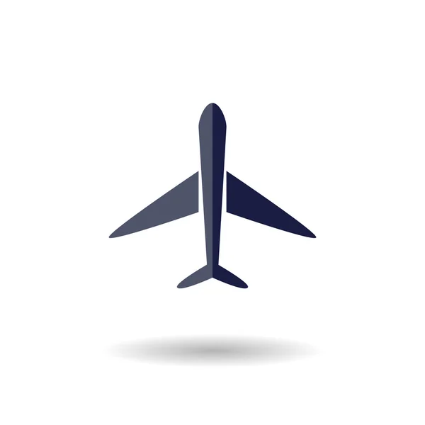 Icono plano vector de color avión con sombra — Vector de stock