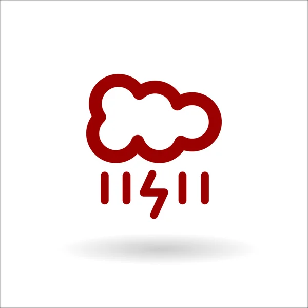 Nube di colore con parafulmine e icona della linea del vettore pioggia — Vettoriale Stock