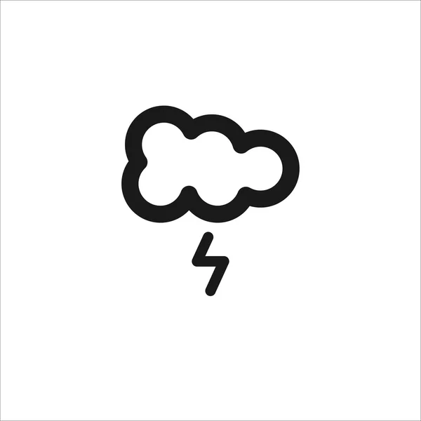 Schwarze Wolke mit Blitz-Vektorlinie-Symbol — Stockvektor