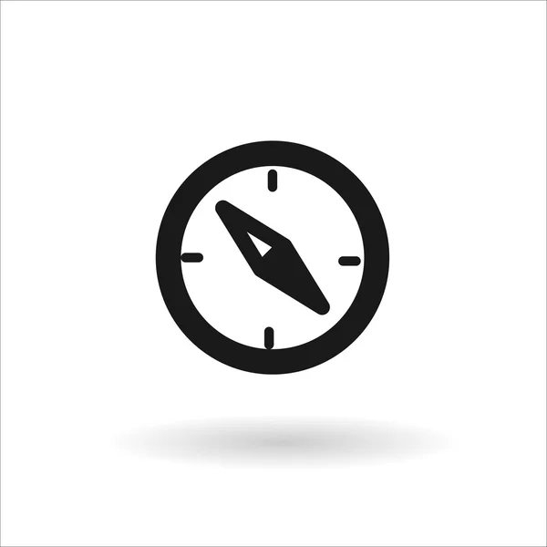 Brújula negra icono de línea vectorial sobre fondo blanco — Vector de stock