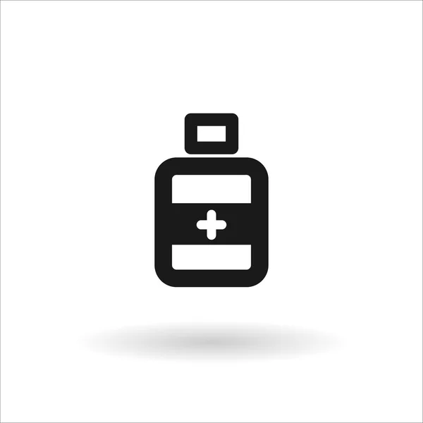 Bottiglia nera icona linea vettoriale medica — Vettoriale Stock