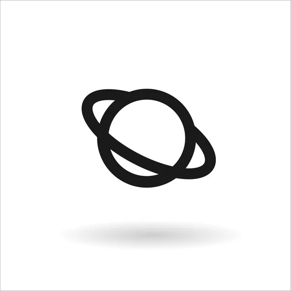 Icona della linea vettoriale Saturno nera su sfondo bianco — Vettoriale Stock