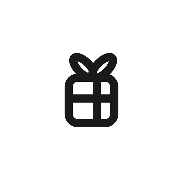 Caixa de presente preta com ícone de linha vetorial de fita —  Vetores de Stock