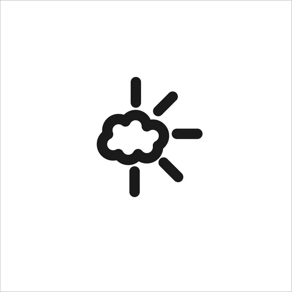 Zwarte zon achter de wolk lijn vector pictogram — Stockvector