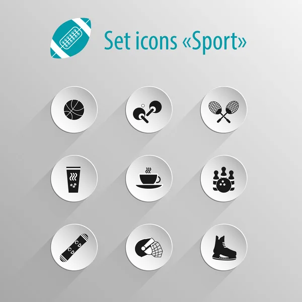 Set of vector flat black icon sport — Stock Vector