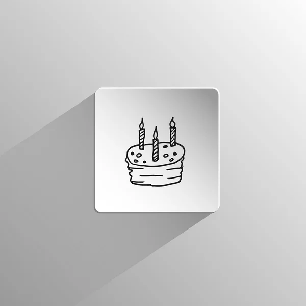 Pastel cumpleaños Doodle icono negro — Archivo Imágenes Vectoriales