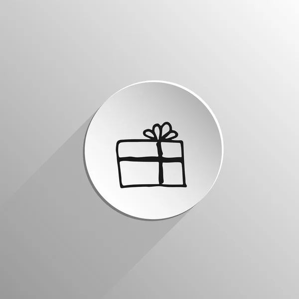 Caja de regalo Doodle icono negro — Vector de stock