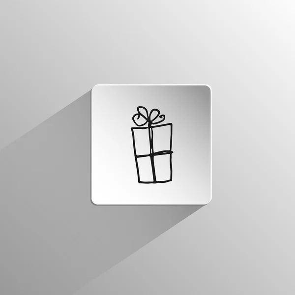 Caja de regalo Doodle icono negro — Vector de stock