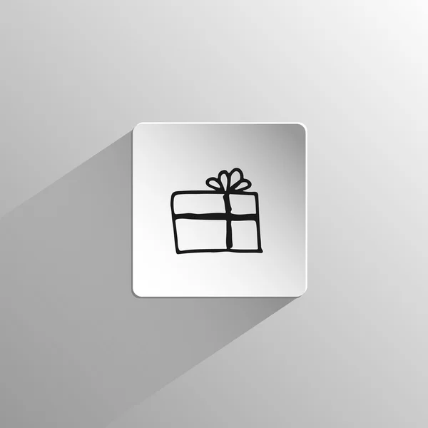 Doodle fekete ajándékdoboz ikont — Stock Vector