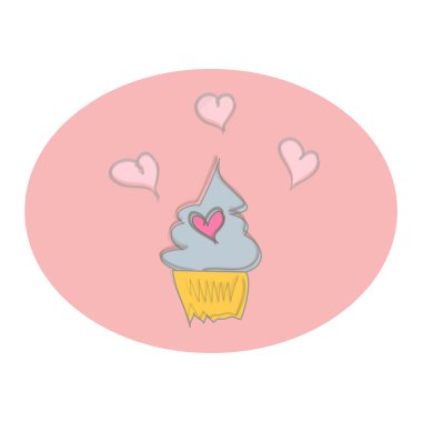 Sevgililer günü aşk tatlı kek doodle