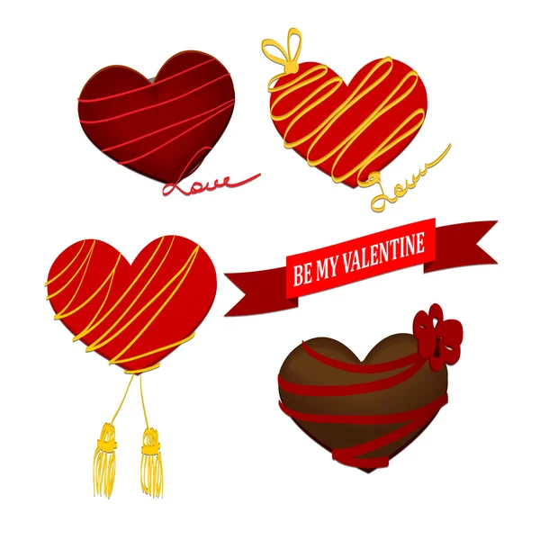 Chocolate heart Valentines day with ribbon — Stock Vector