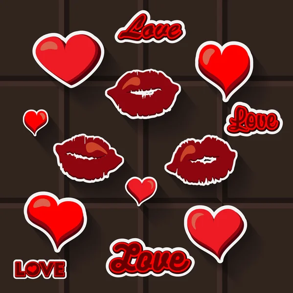 Love lips heart sticker — Stock Vector