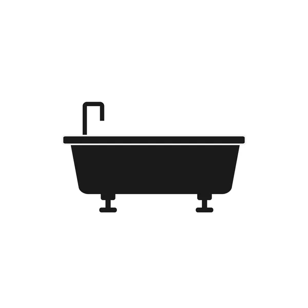 Banheira com torneira ícone preto —  Vetores de Stock