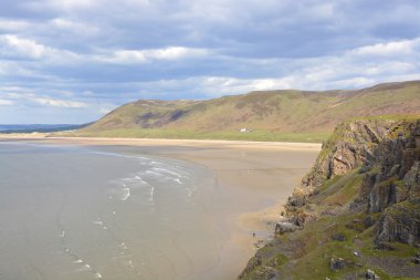 Rhossili Bay Gower yarımada, Galler, Birleşik Krallık