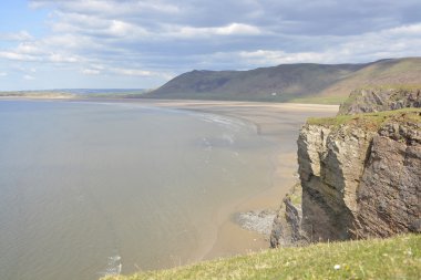 Rhossili Bay Gower yarımada, Galler, Birleşik Krallık