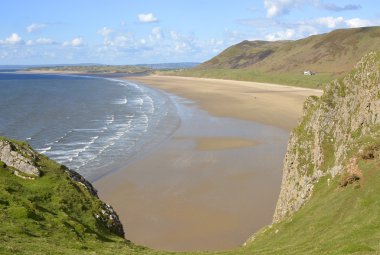 Rhossili Bay Gower yarımada, Galler, Birleşik Krallık
