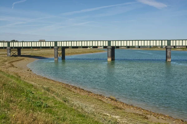 Σιδηροδρομική Γέφυρα Που Διασχίζει Τον Ποταμό Adur Στο Shoreham West — Φωτογραφία Αρχείου