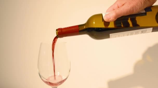 Pouring Red Wine Bottle Wineglass — Stock Video