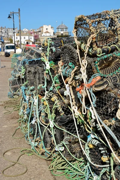 Rybářské sítě a hrnce na Saint Ives, Cornwall, Anglie — Stock fotografie