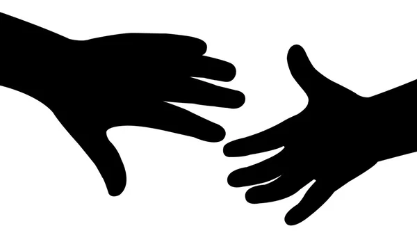 Hand in Hand Silhouettenvektor — Stockvektor