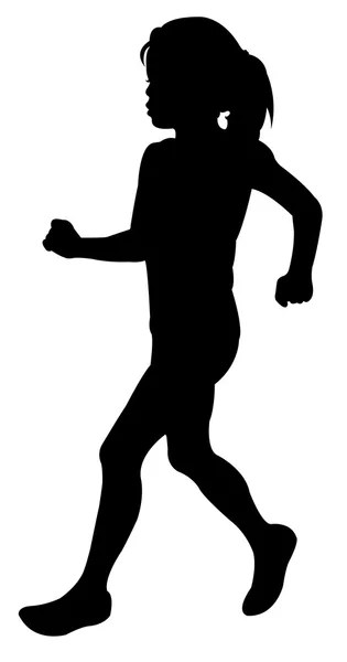 Silueta vectorial de una chica corriendo — Vector de stock