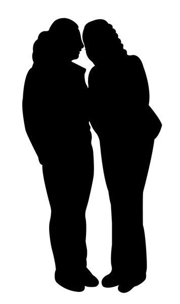Silhouettes of two people standing and talking to each other — Stock Vector