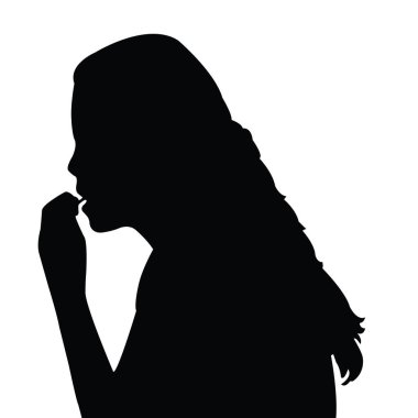 bir kız baş siluet vektörü