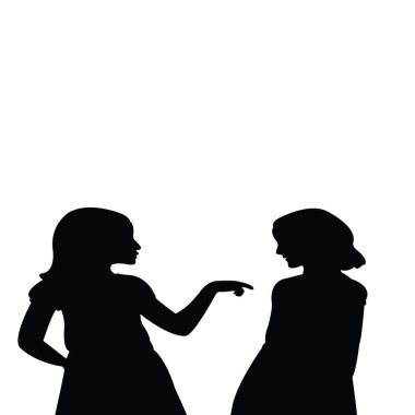 Kızlar sohbet ediyor, siluet vektörü