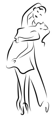 dans eden çift çizgi film vektörü