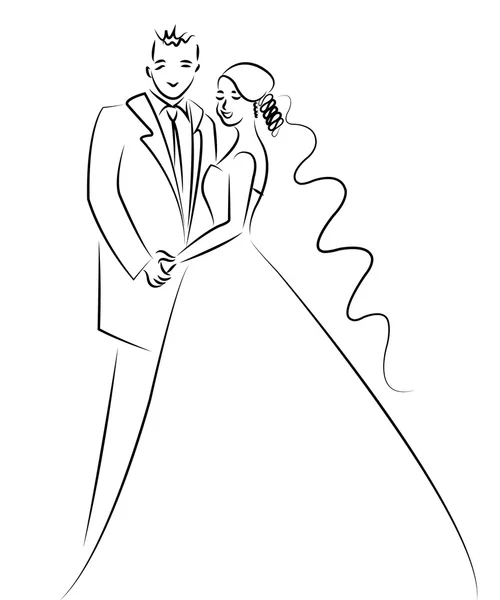 Just married couple cartoon vector — Stock Vector