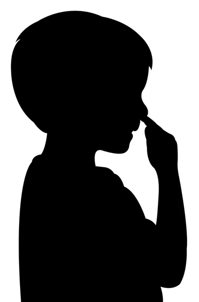 Un chico que se mete la nariz, silueta vector — Archivo Imágenes Vectoriales