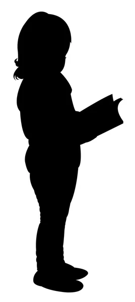Fille lecture livre silhouette vecteur — Image vectorielle
