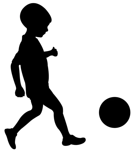 Een jongen spelen voetbal silhouet vector — Stockvector