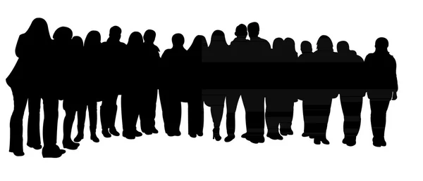 Silhouettes of people, standing in line — Stock Vector