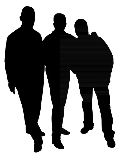 Three men silhouette vector — Stock Vector