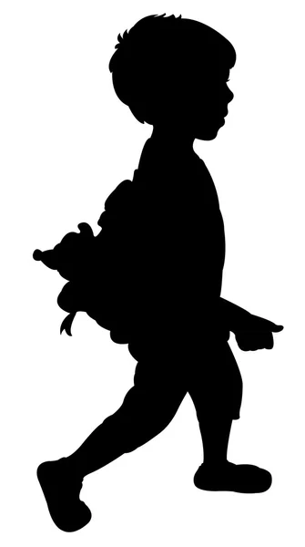 Silhouette enfant de retour à l'école — Image vectorielle