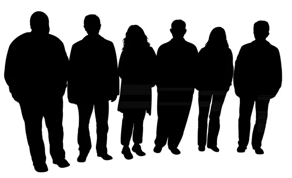 Silhouettes de personnes, debout en ligne — Image vectorielle