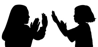 Eli ile kızlar siluet oynar