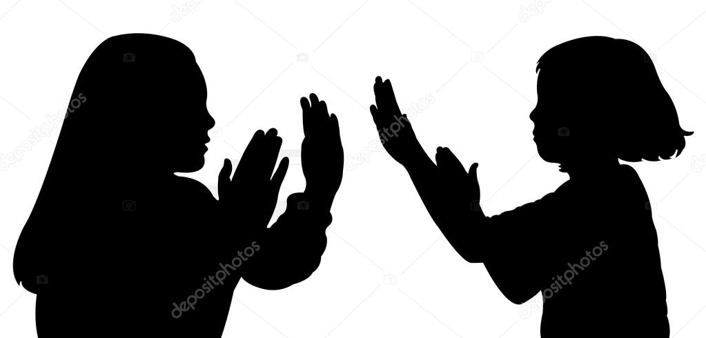 playing with hands, girls silhouette