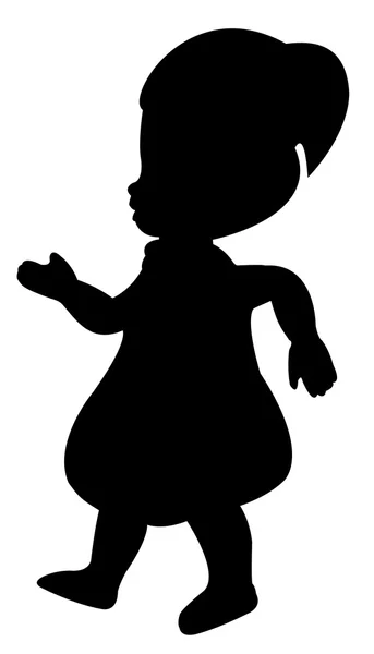 Een pop met lang haar, silhouet vector — Stockvector