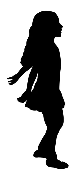 Une fille, vecteur de silhouette — Image vectorielle