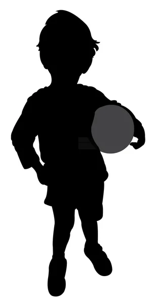 Un corpo bambino con palla, vettore silhouette — Vettoriale Stock