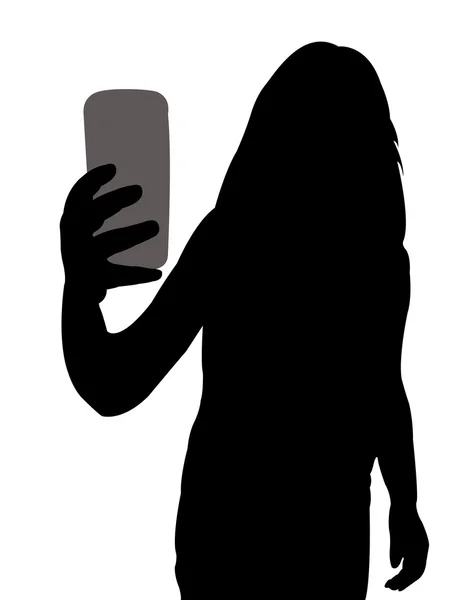 Taking selfie, silhouette vector — Stock Vector