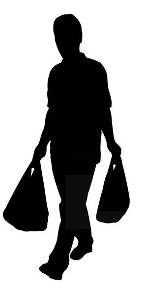 Man carrying bags, silhouette vector — Stock Vector