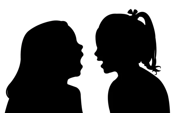 Communicating girls silhouette vector — Stock Vector