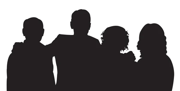 Heureux portrait de famille silhouette vecteur — Image vectorielle